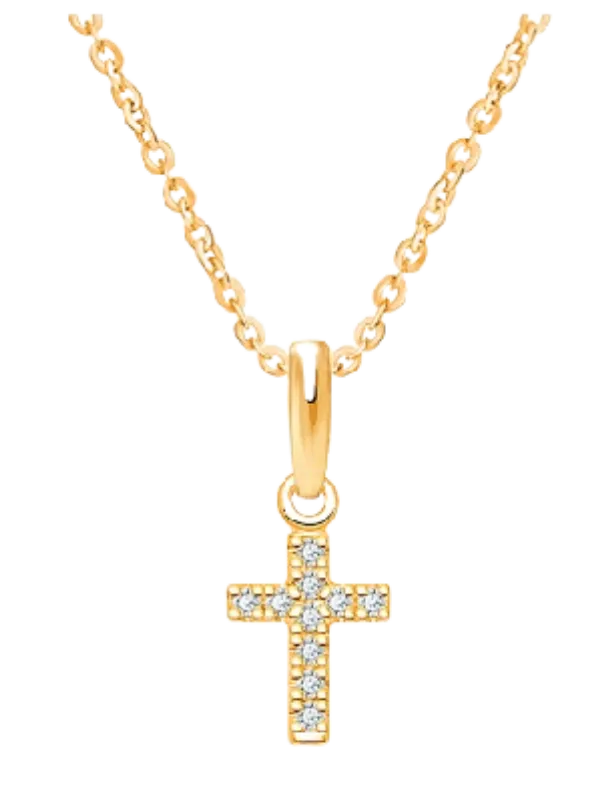 Minik Taşlı Altın Haç Kolye