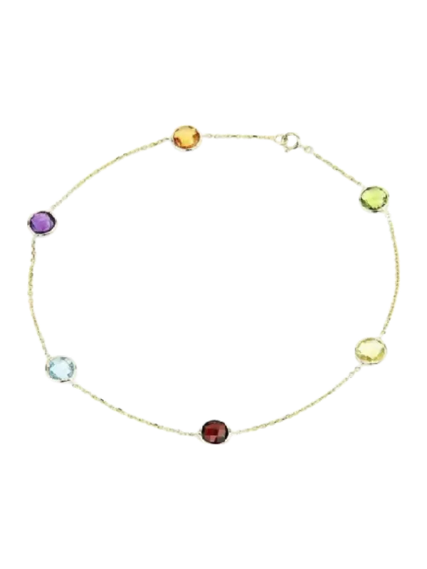 Çok Renkli Taşlı Zincir Bilezik