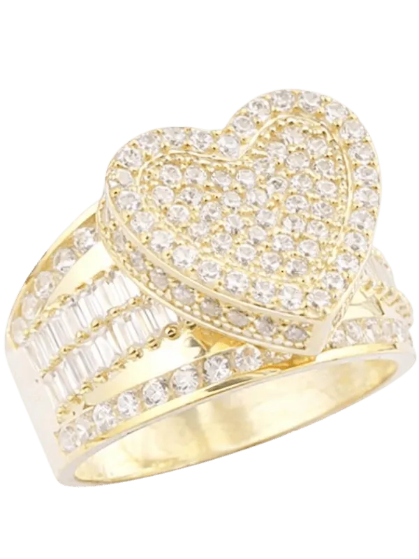 Tam Tur Zirkon Taşlı Kalp Yüzük