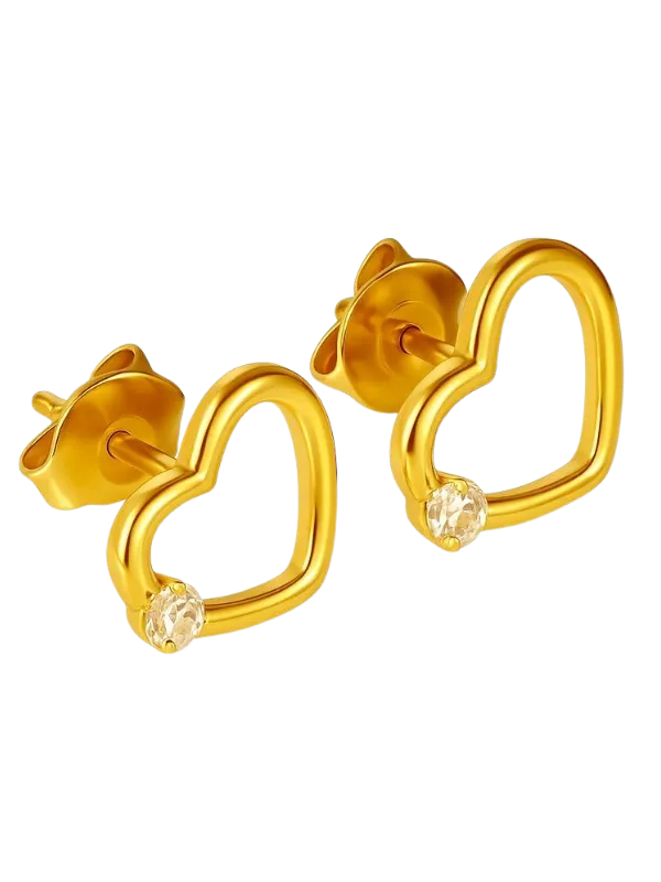 Zirkon Taşlı Minimalist Kalp Küpe