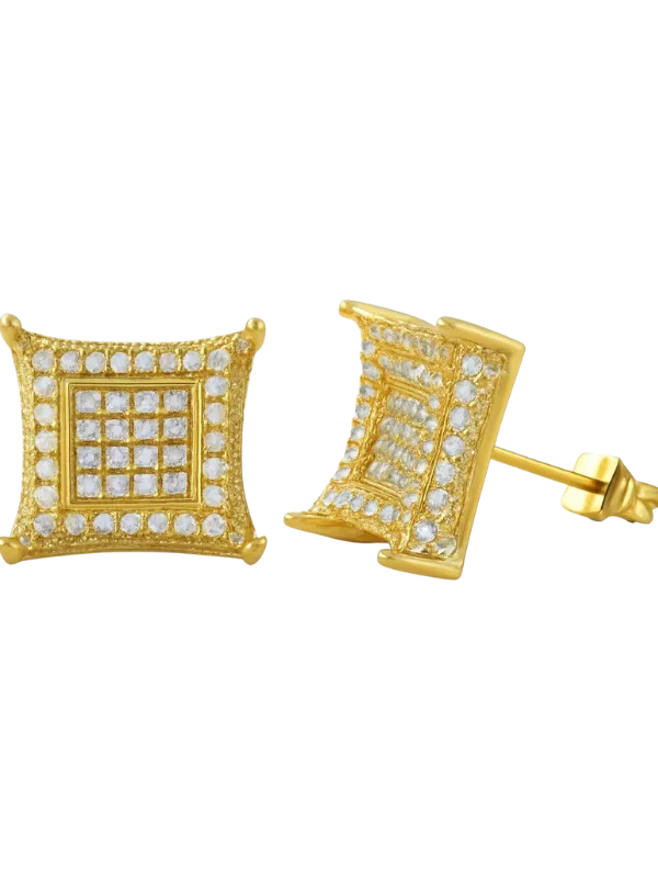 Kare Formlu Zirkon Taşlı Vidalı Küpe